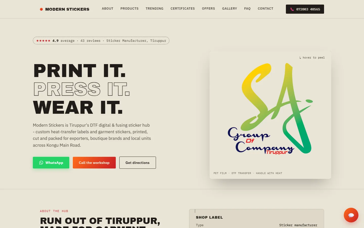 Modern Stickers website screenshot