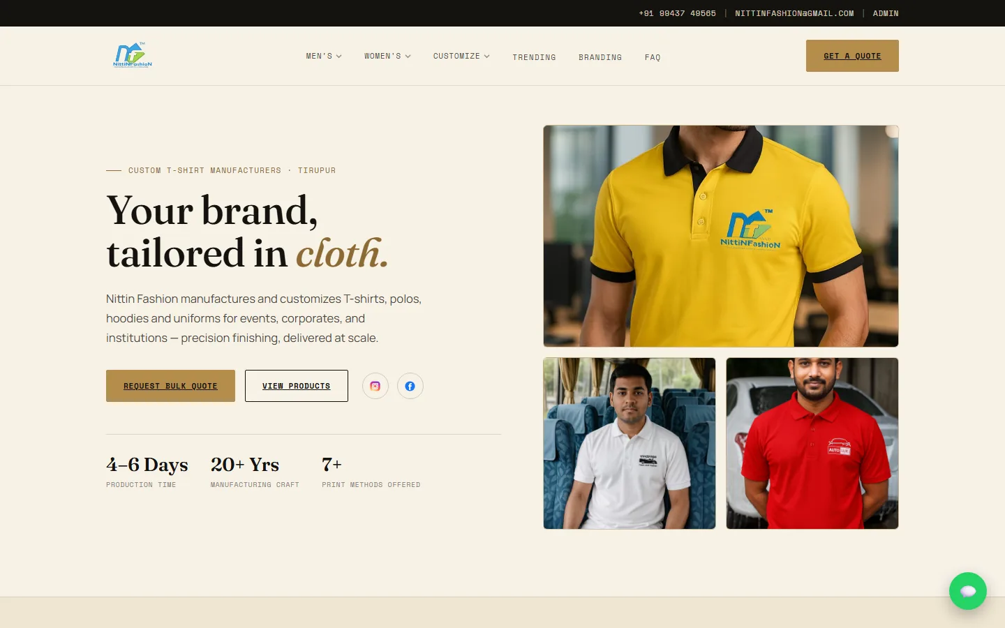 Nittin Fashion website screenshot